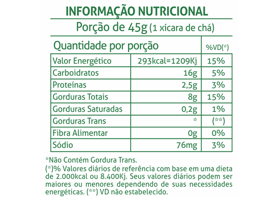 1 - Informação Nutricional Biscoito Palito Maisena
